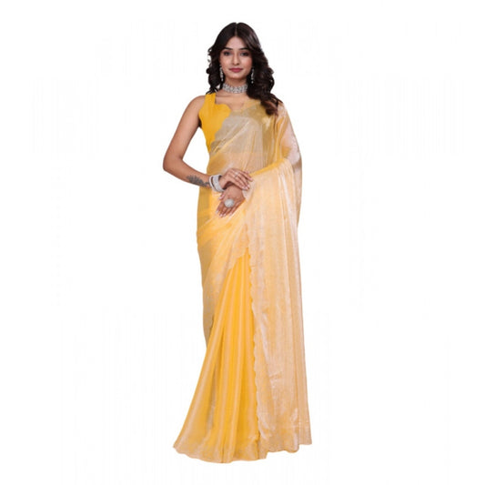 Women's Tissue Pure Silk Embellished Bollywood Saree — Yellow
