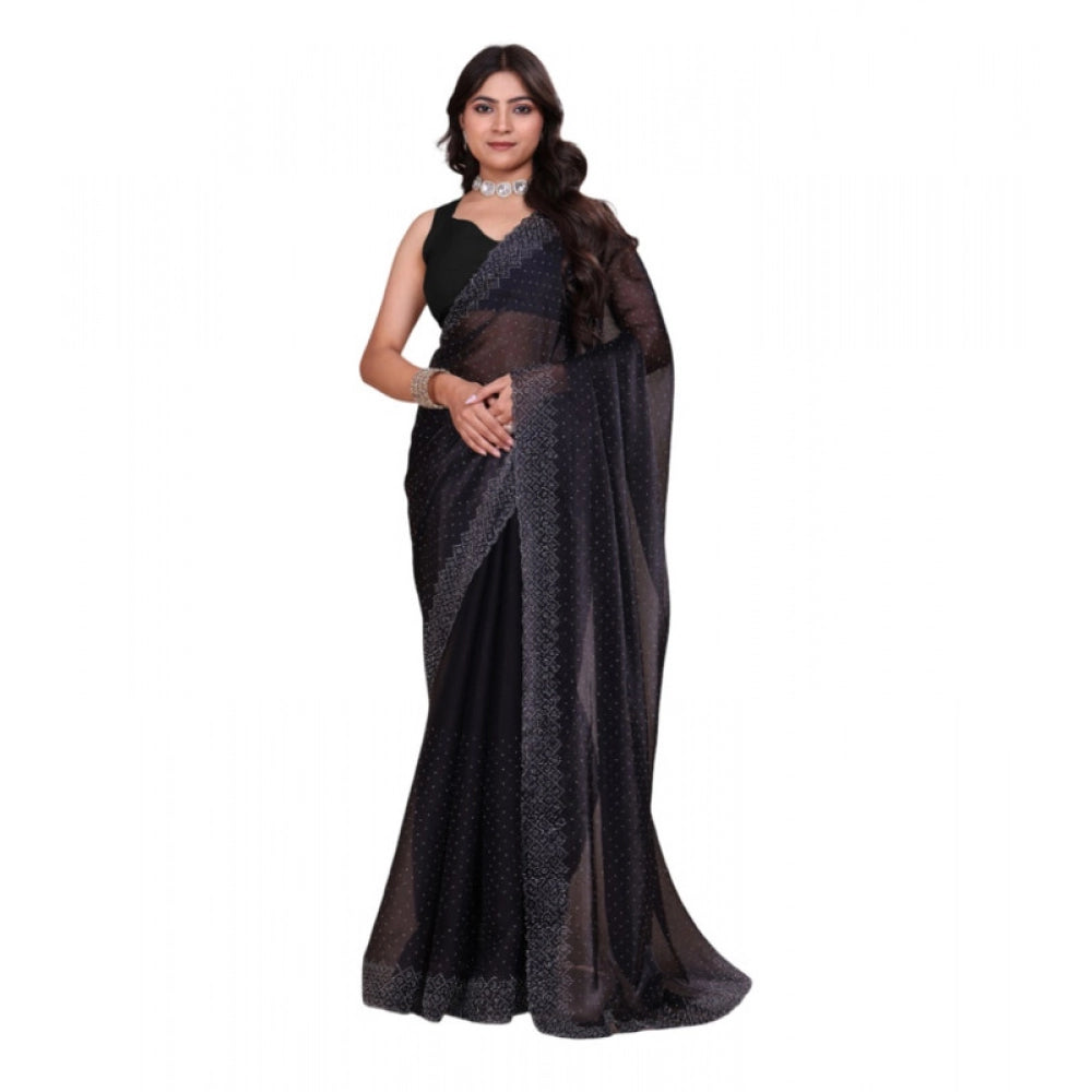 Women's Jimmy Choo Embellished Bollywood Saree — Black · _Blk