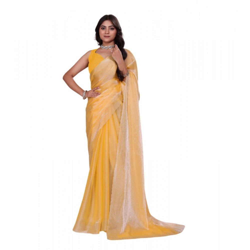 Women's Jimmy Choo Embellished Bollywood Saree — Yellow