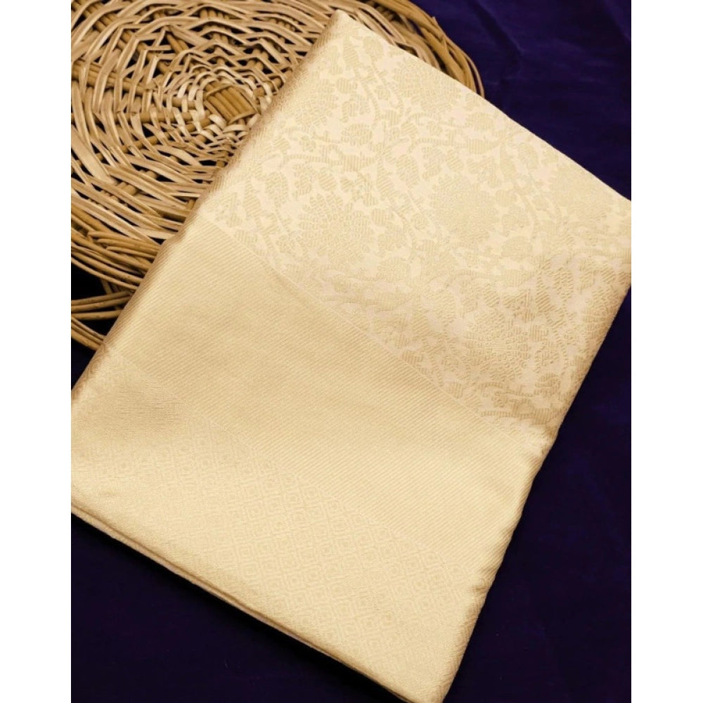 Women's Litchi Silk Printed Saree — Gold · GOLD