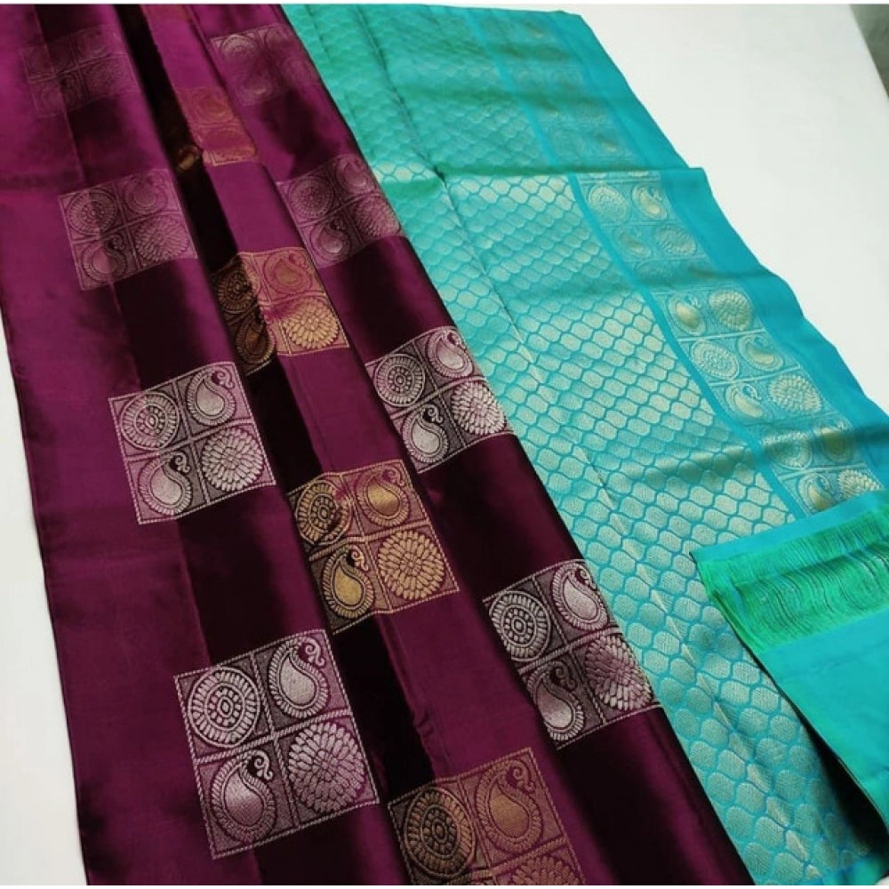 Women's Litchi Silk Printed Saree · nblu