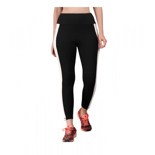 Women's Solid Ankle Length High Waisted Tights — Black · ht_L