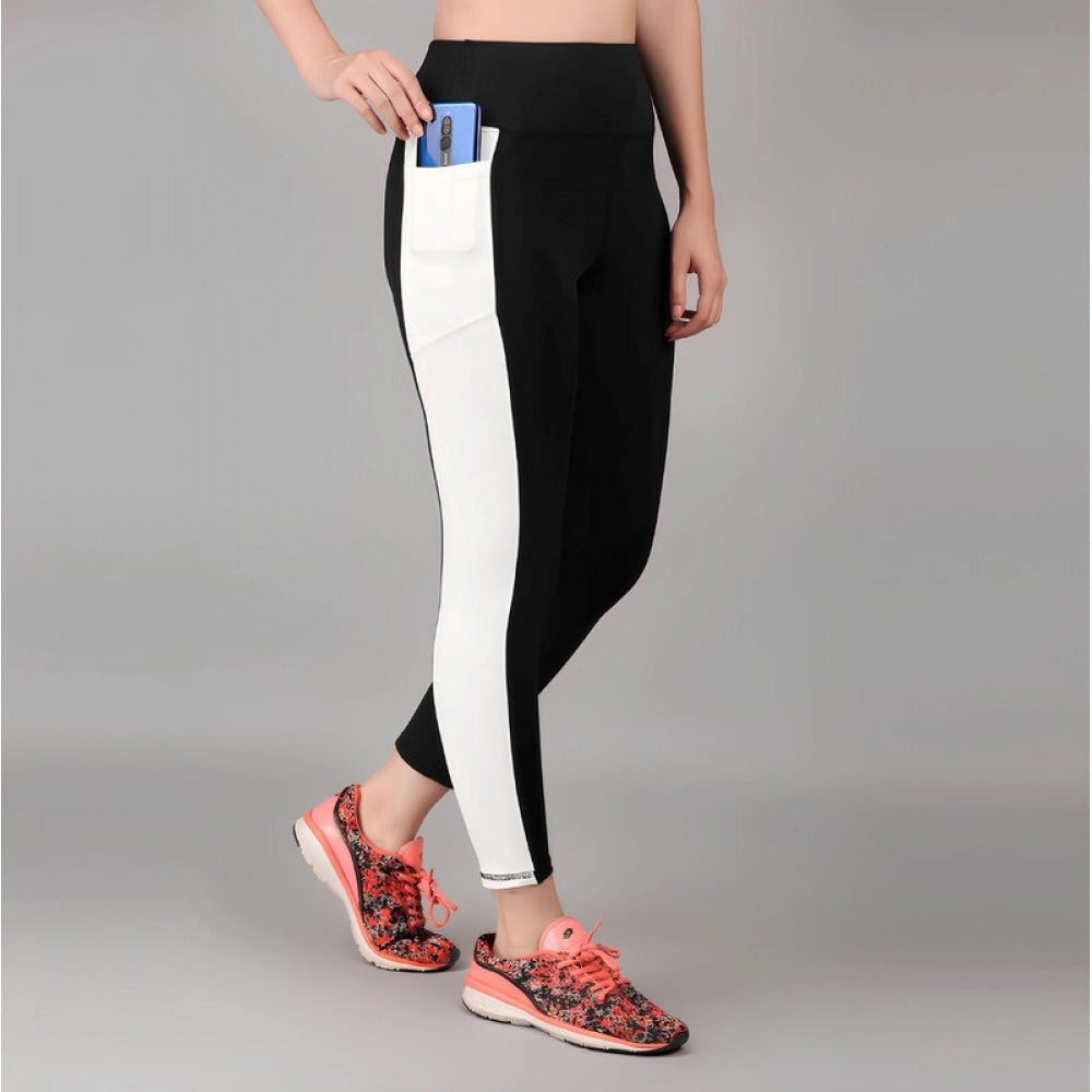 Women's Solid Ankle Length High Waisted Tights — Black · ht_L