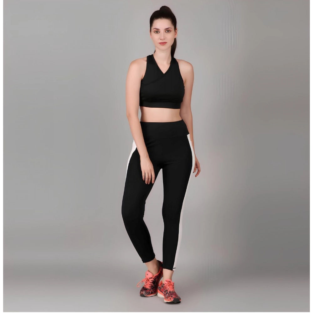 Women's Solid Ankle Length High Waisted Tights — Black · ht_L