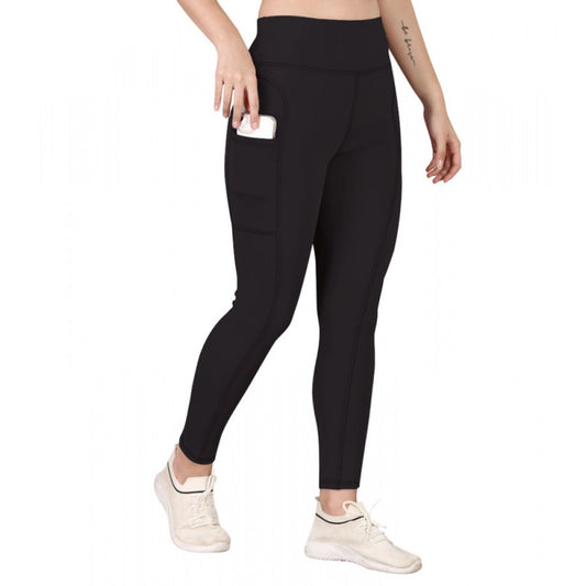 Women's Solid Ankle Length High Waisted Tights — Black · lk_L