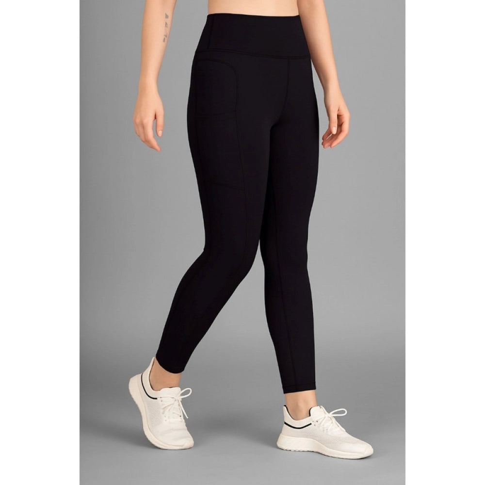 Women's Solid Ankle Length High Waisted Tights — Black · lk_L