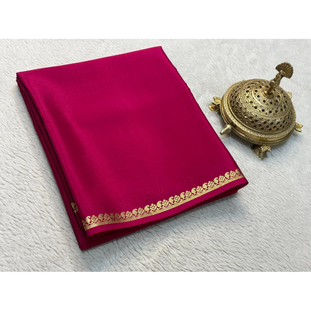 Women's Crepe Chit Pallu Solid Saree — Pink · 1031