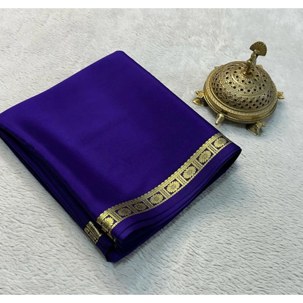 Women's Crepe Chit Pallu Solid Saree — Dark Purple · 1047