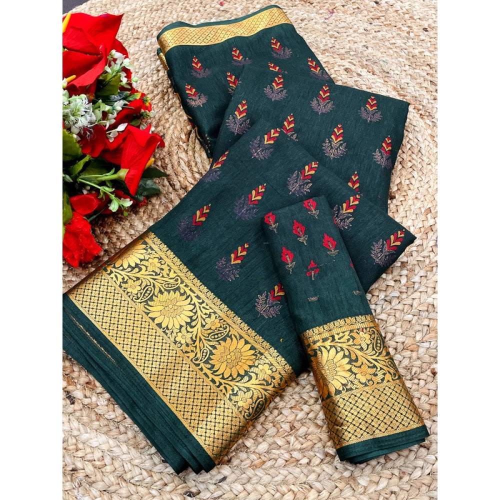 Women's Digital Dolla Silk Printed Saree — Green · 1062