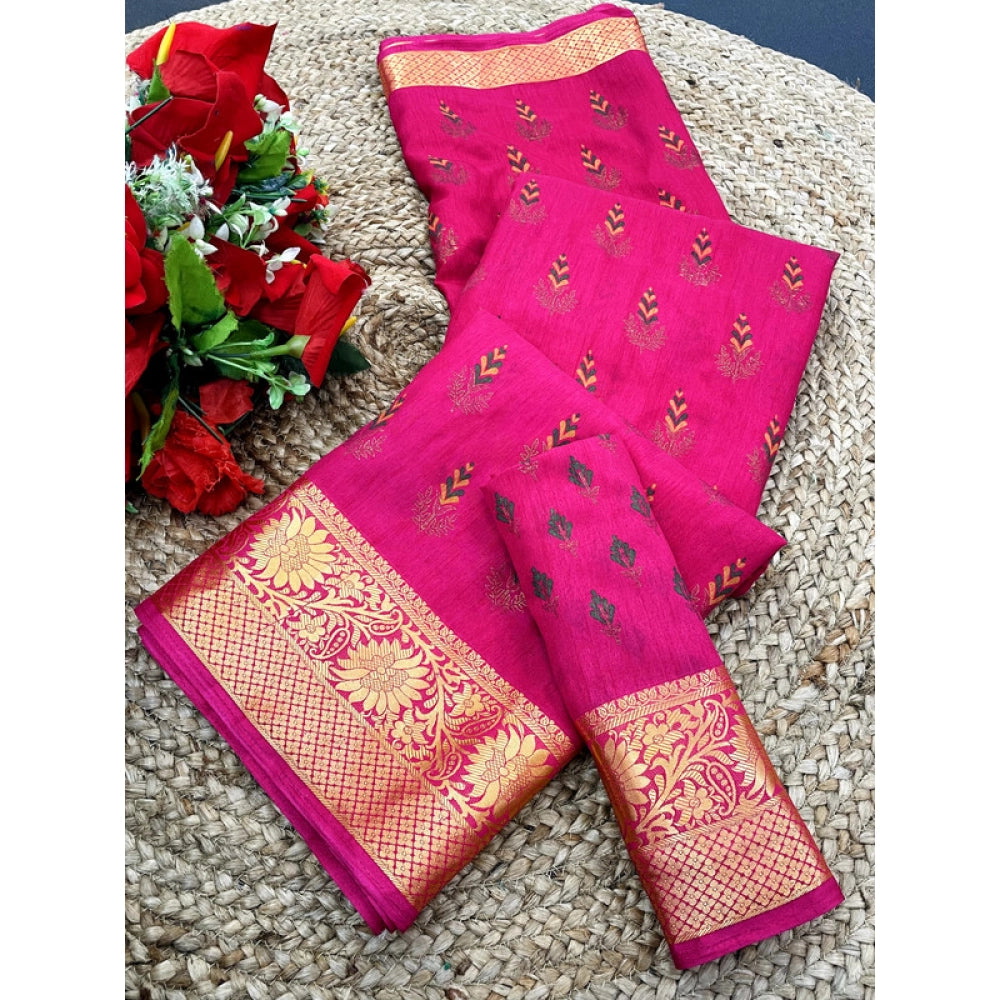 Women's Digital Dolla Silk Printed Saree — Pink · 1065