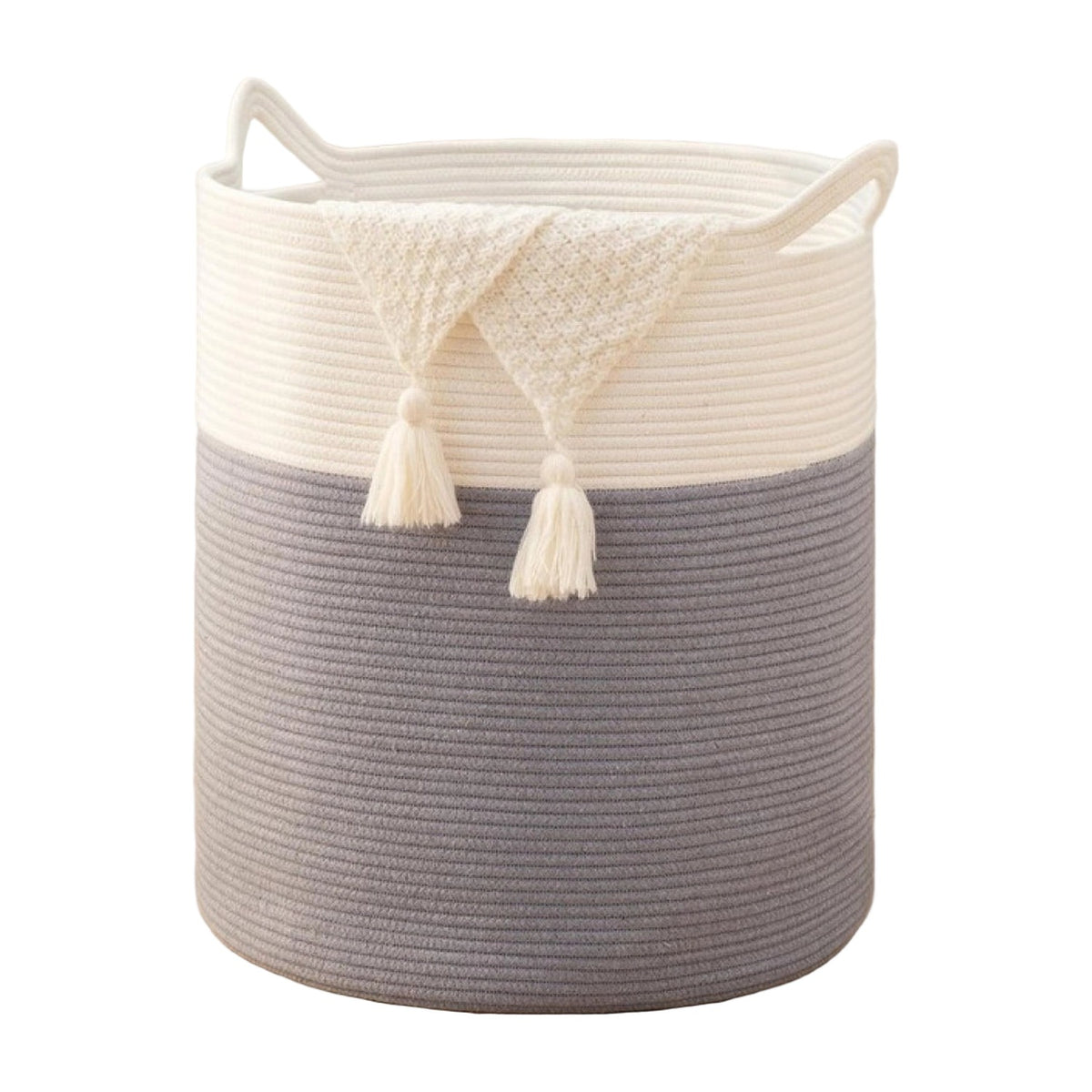 Cotton 12X14 Inch-1 Pcs Storage Basket For Clothes — Gray-Wh AllQwik