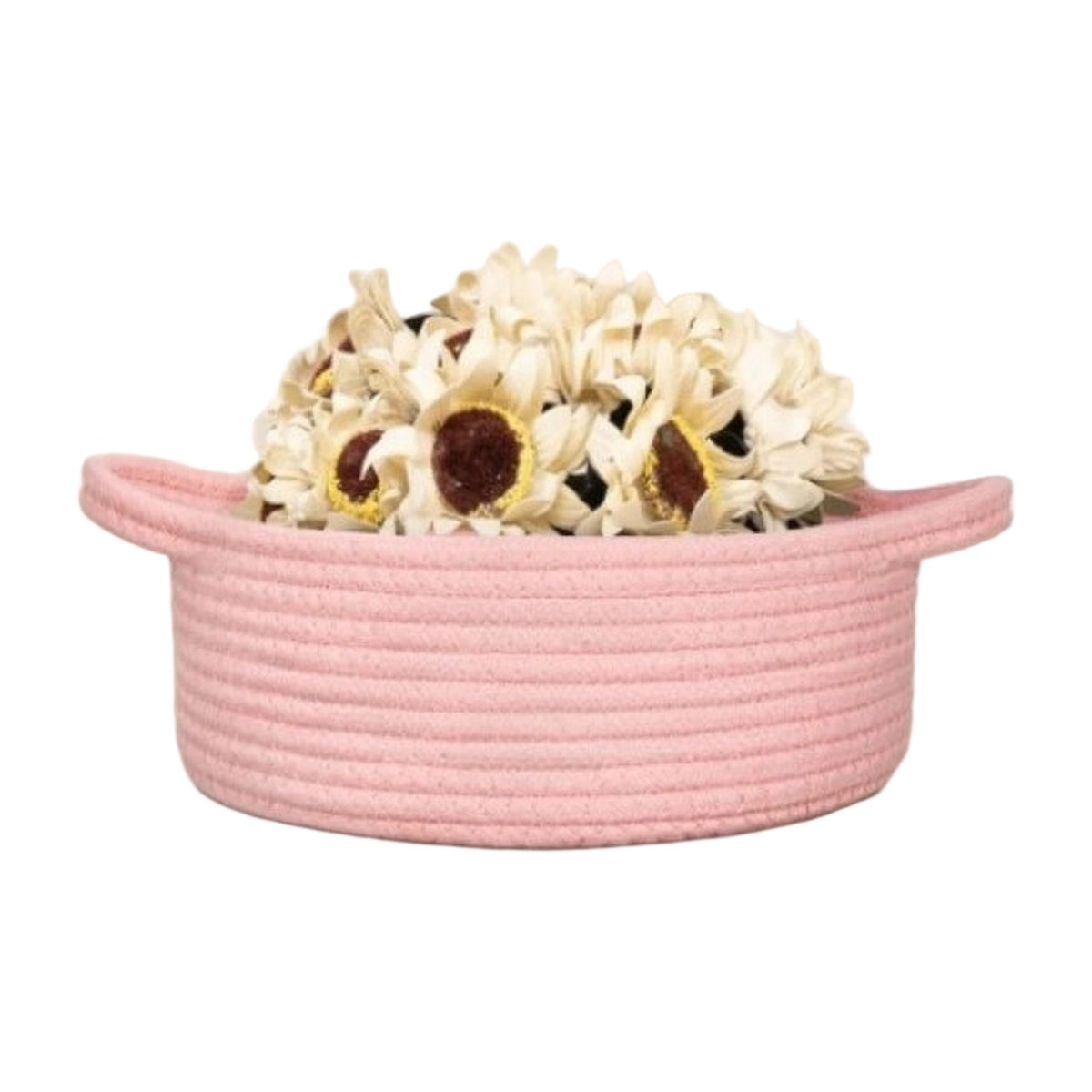 Cotton 8X3 Inch Round Bedside Organizer — Pink AllQwik