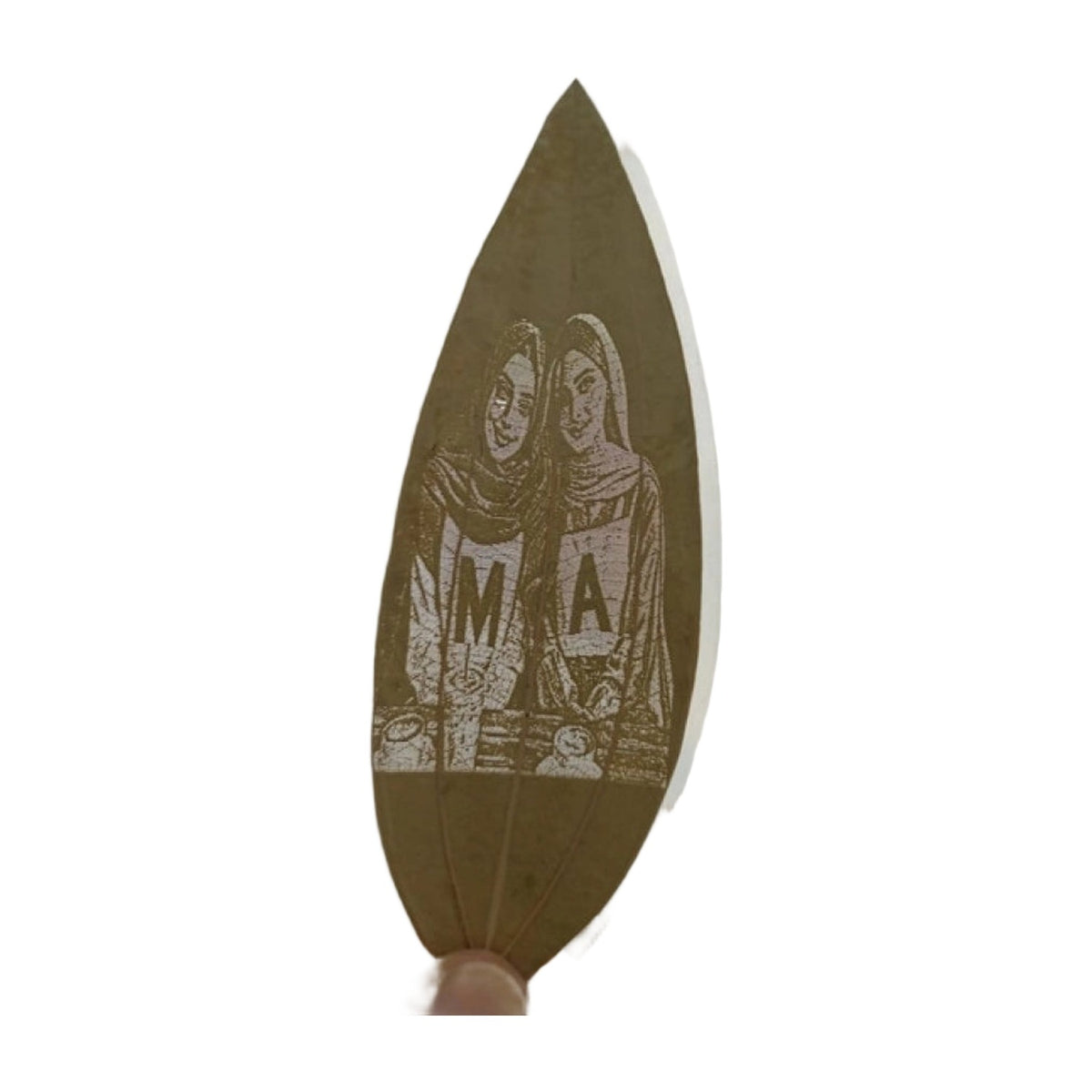 Custom Friendship Portrait Engraved On Natural Leaf AllQwik