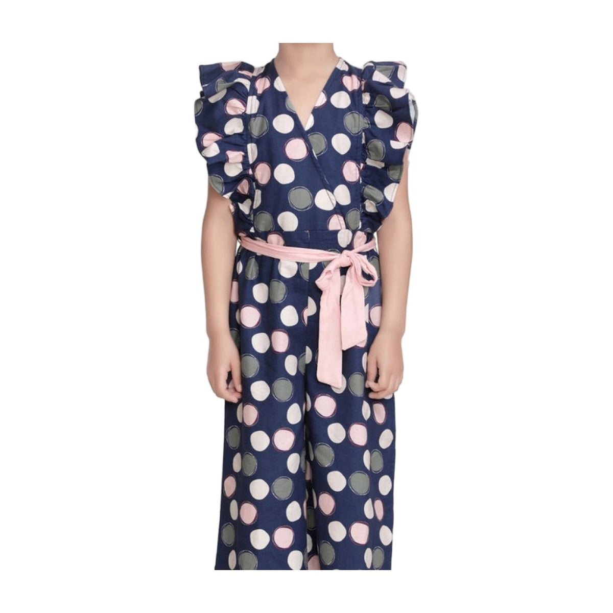 Girl's Rayon Polka Flutter Jumpsuit AllQwik