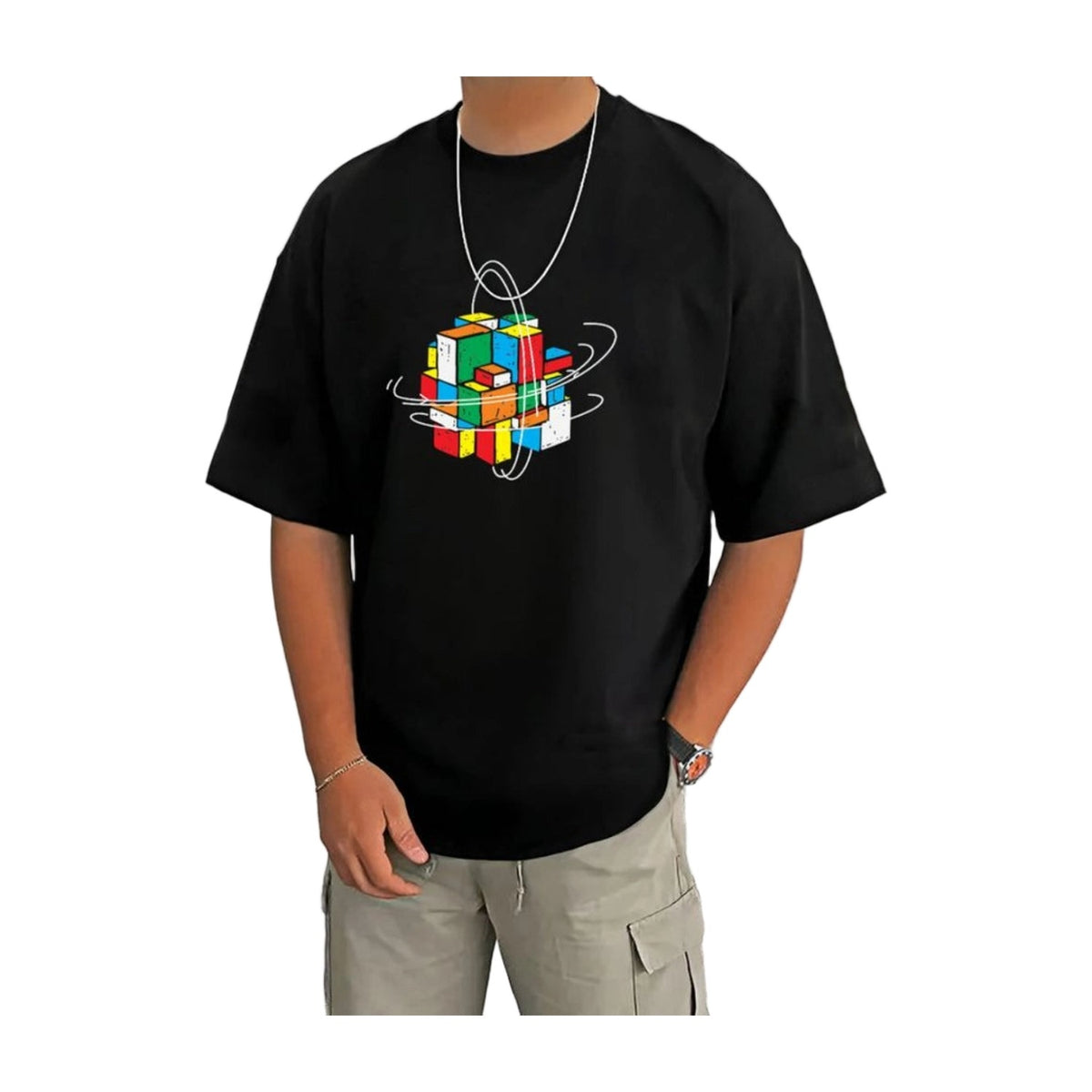 Men's Casual Cotton Blend Printed Round Neck Half Sleeve — B AllQwik