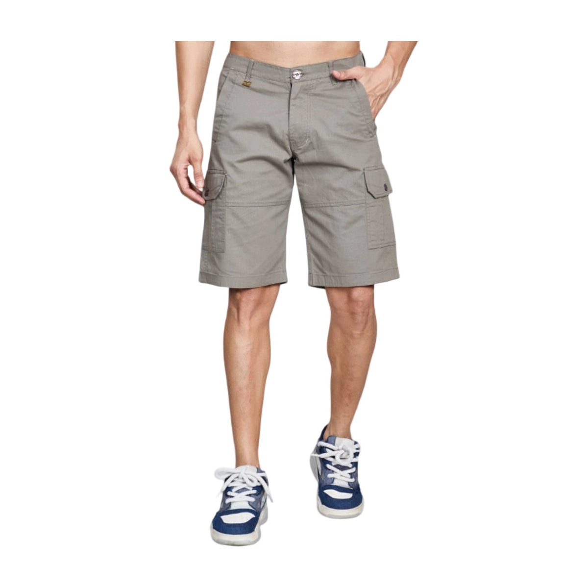 Men's Casual Cotton Solid Knee Length Cargo Shorts — Darkgre AllQwik