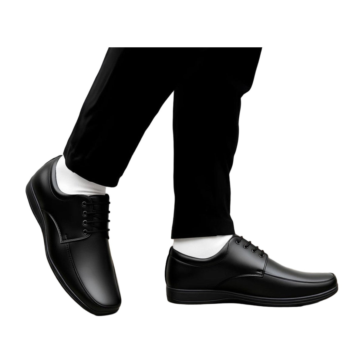 Men's Synthetic Leather Solid Lace-Up Formal Shoes — Black · AllQwik