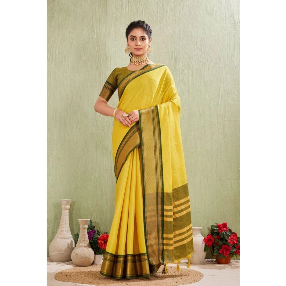 Women's Silk Blended Jaquard Woven Saree — Yellow