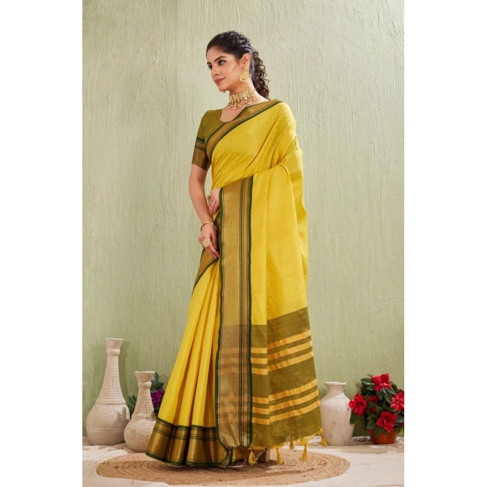 Women's Silk Blended Jaquard Woven Saree — Yellow