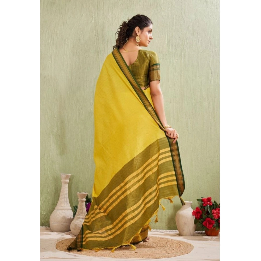 Women's Silk Blended Jaquard Woven Saree — Yellow
