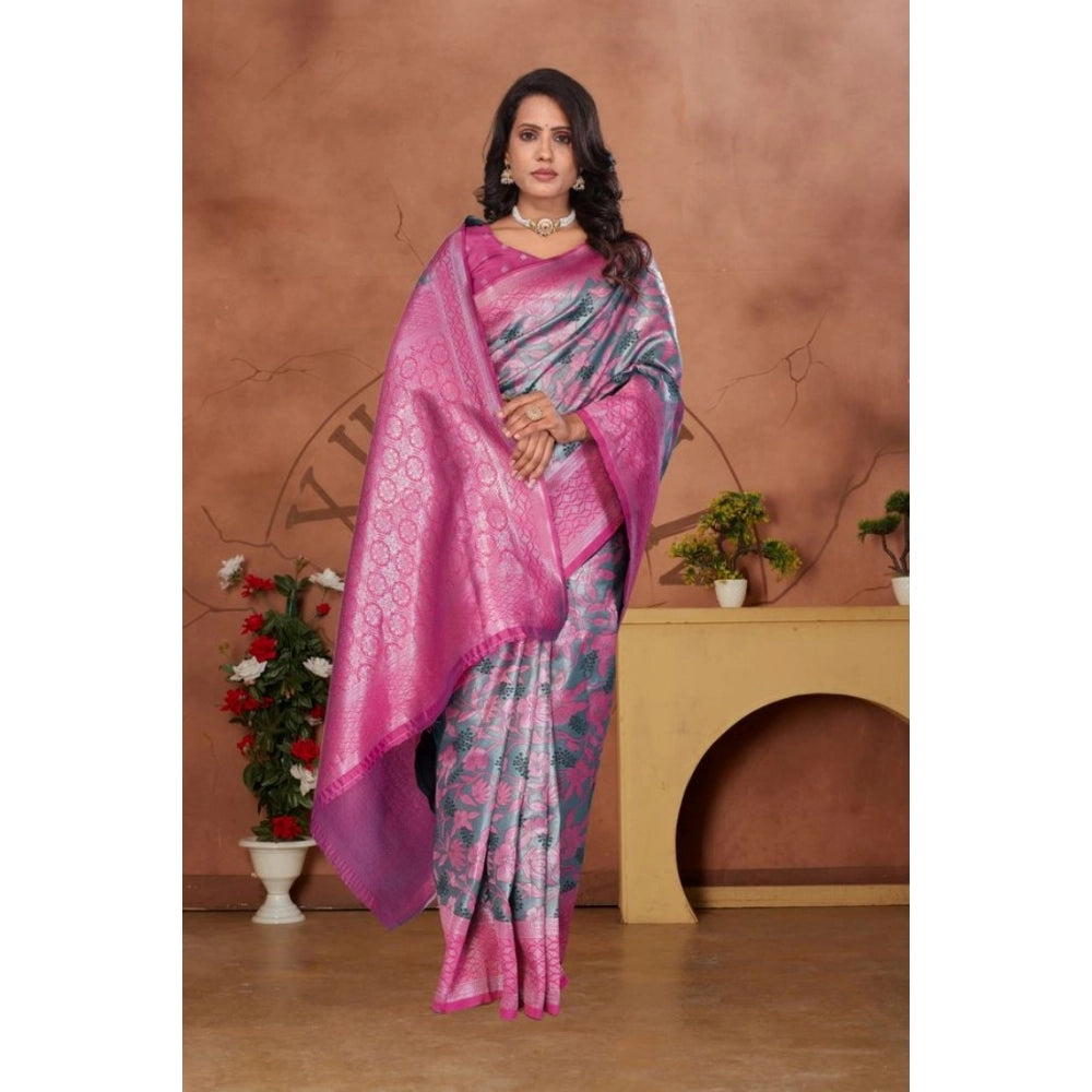 Women's Banarasi Silk Jaquard Woven Saree — Pink · kRma