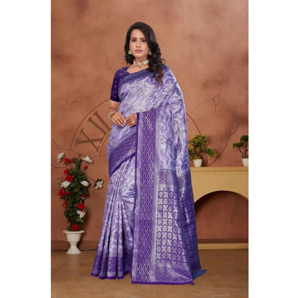 Women's Banarasi Silk Jaquard Woven Saree — Purple