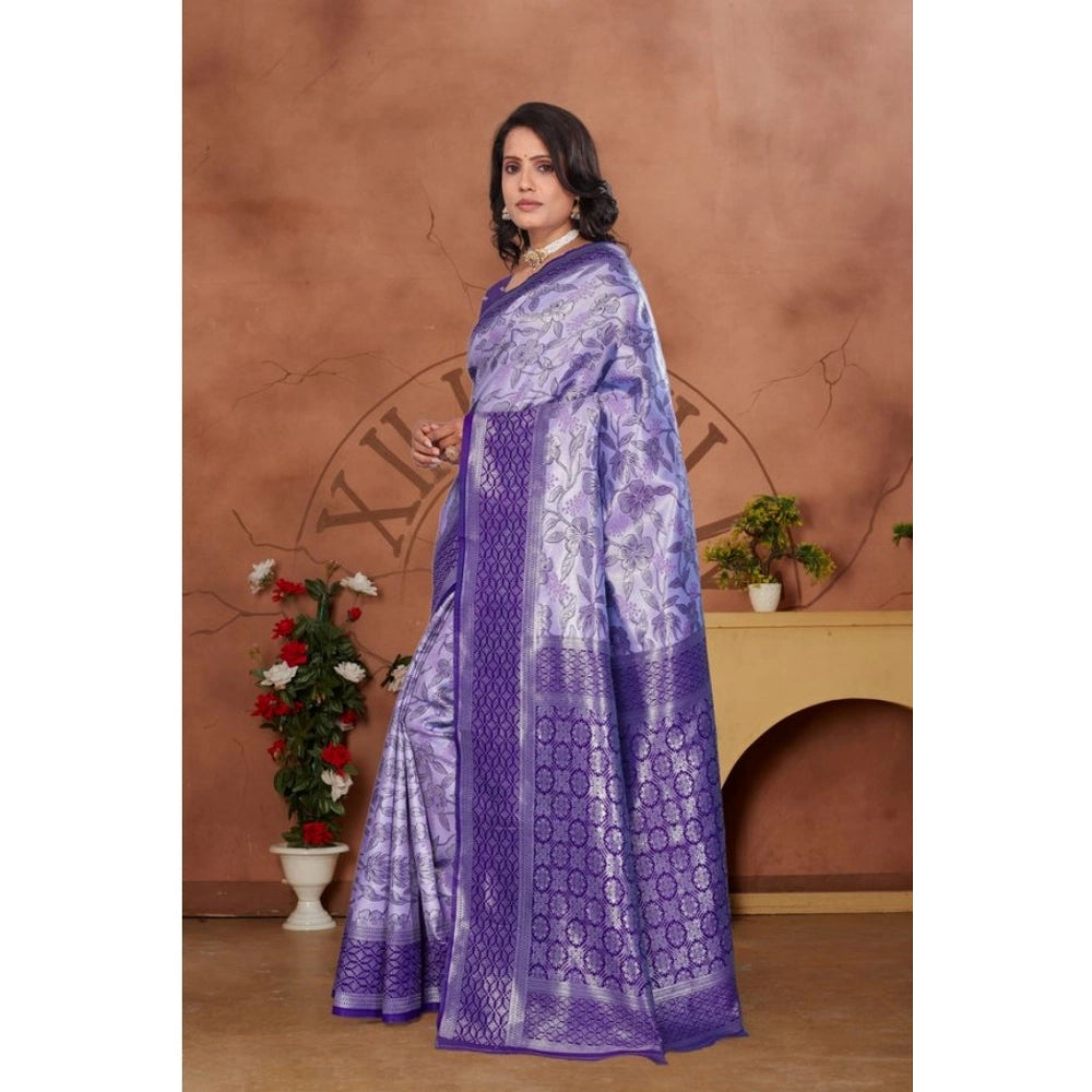 Women's Banarasi Silk Jaquard Woven Saree — Purple