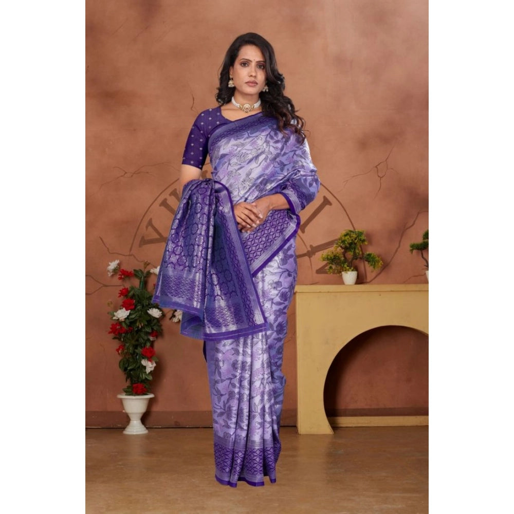 Women's Banarasi Silk Jaquard Woven Saree — Purple