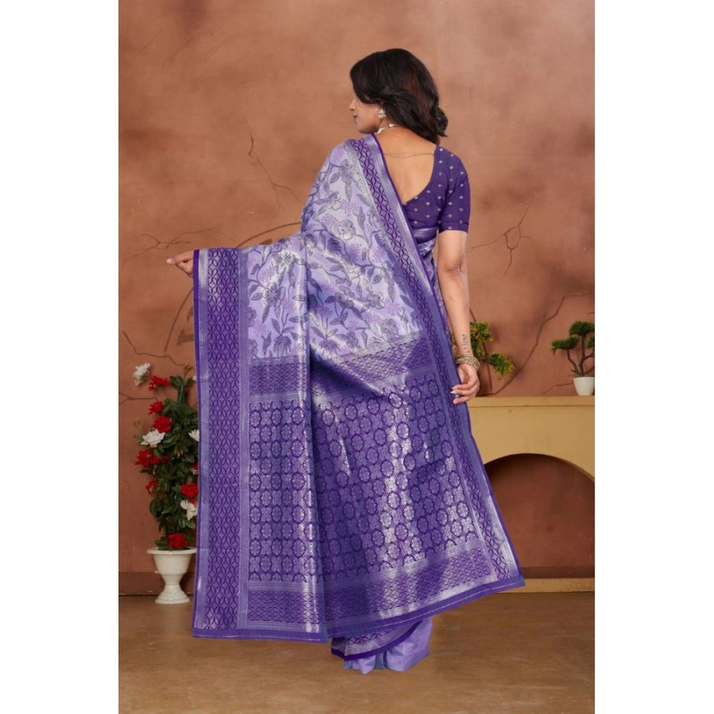 Women's Banarasi Silk Jaquard Woven Saree — Purple