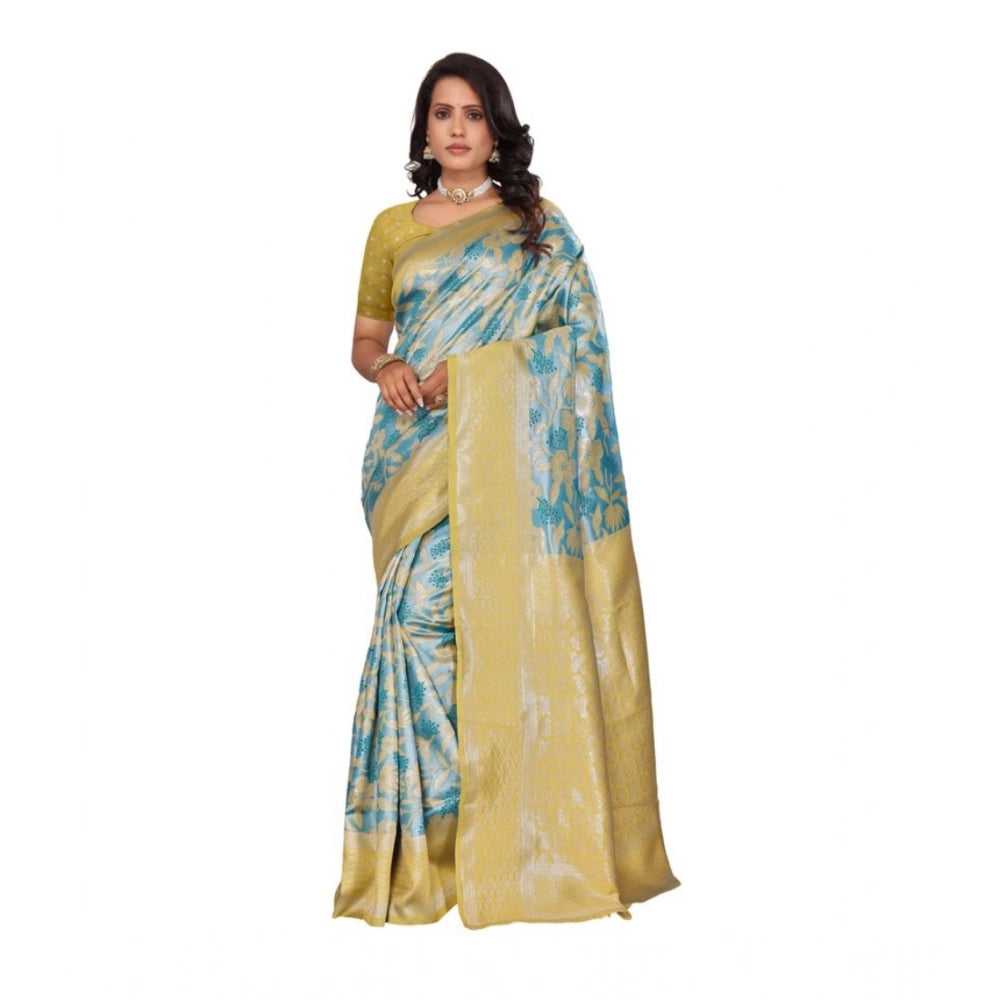 Women's Banarasi Silk Jaquard Woven Saree — Yellow