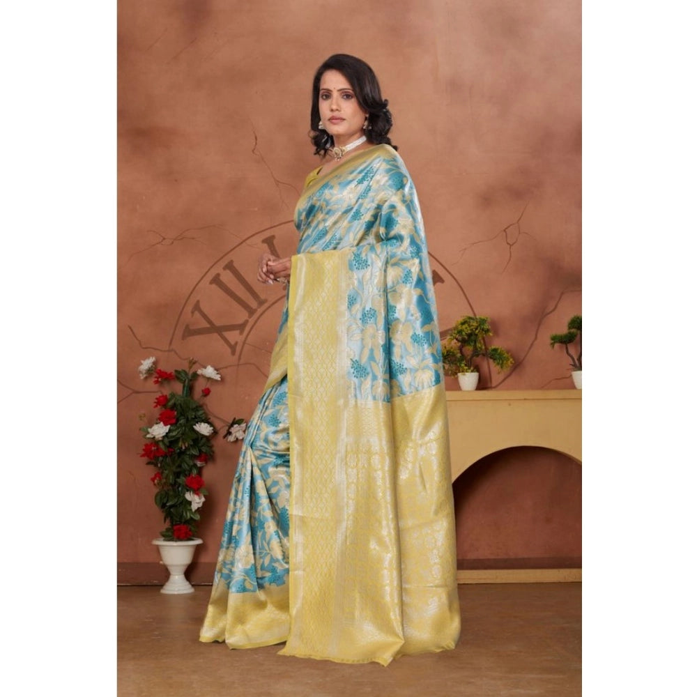 Women's Banarasi Silk Jaquard Woven Saree — Yellow