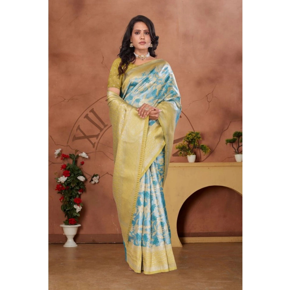 Women's Banarasi Silk Jaquard Woven Saree — Yellow
