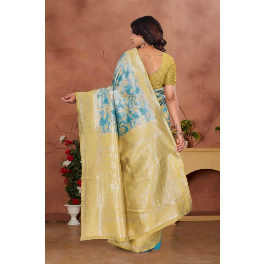 Women's Banarasi Silk Jaquard Woven Saree — Yellow