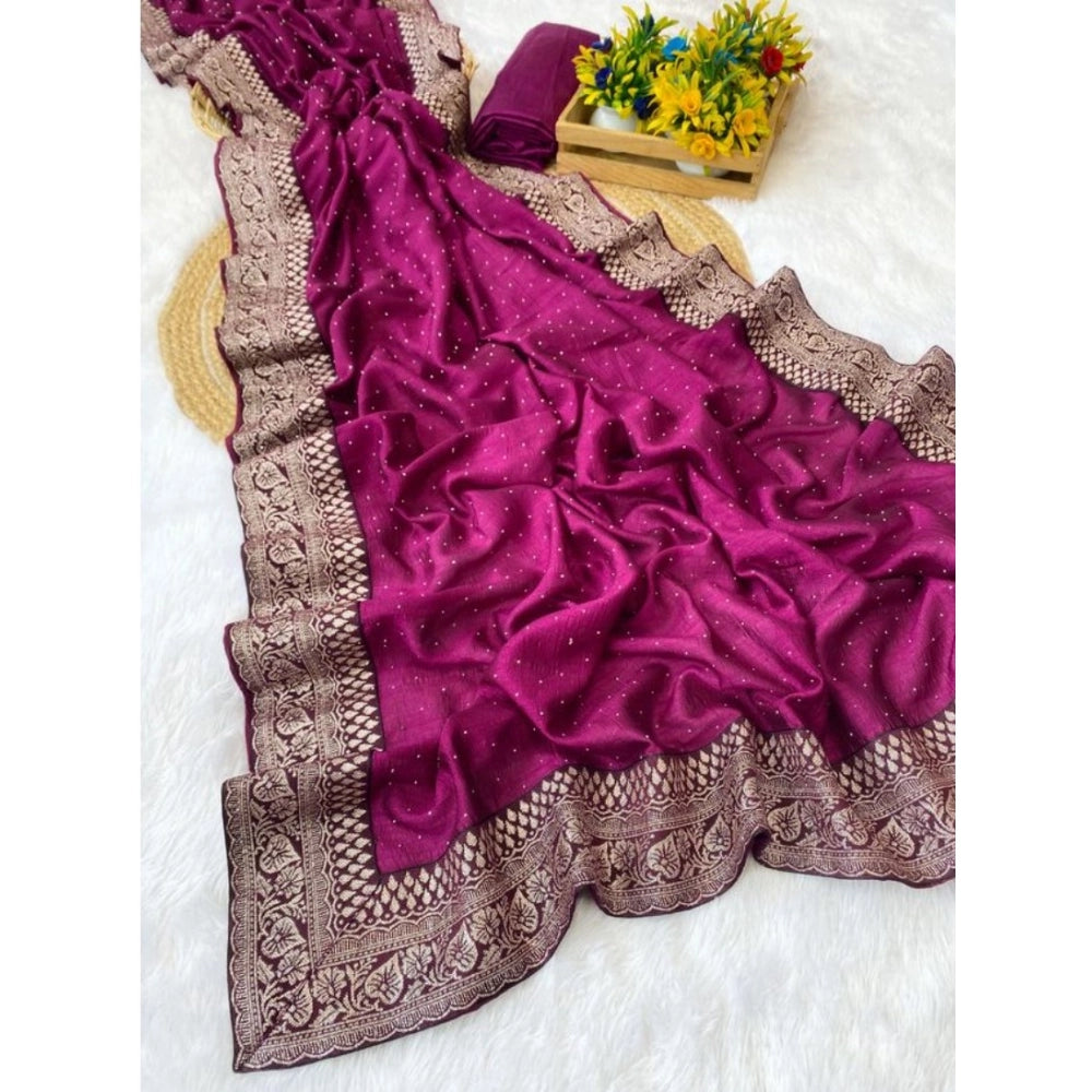 Women's Silk Embroidred Saree — Purple · Prle