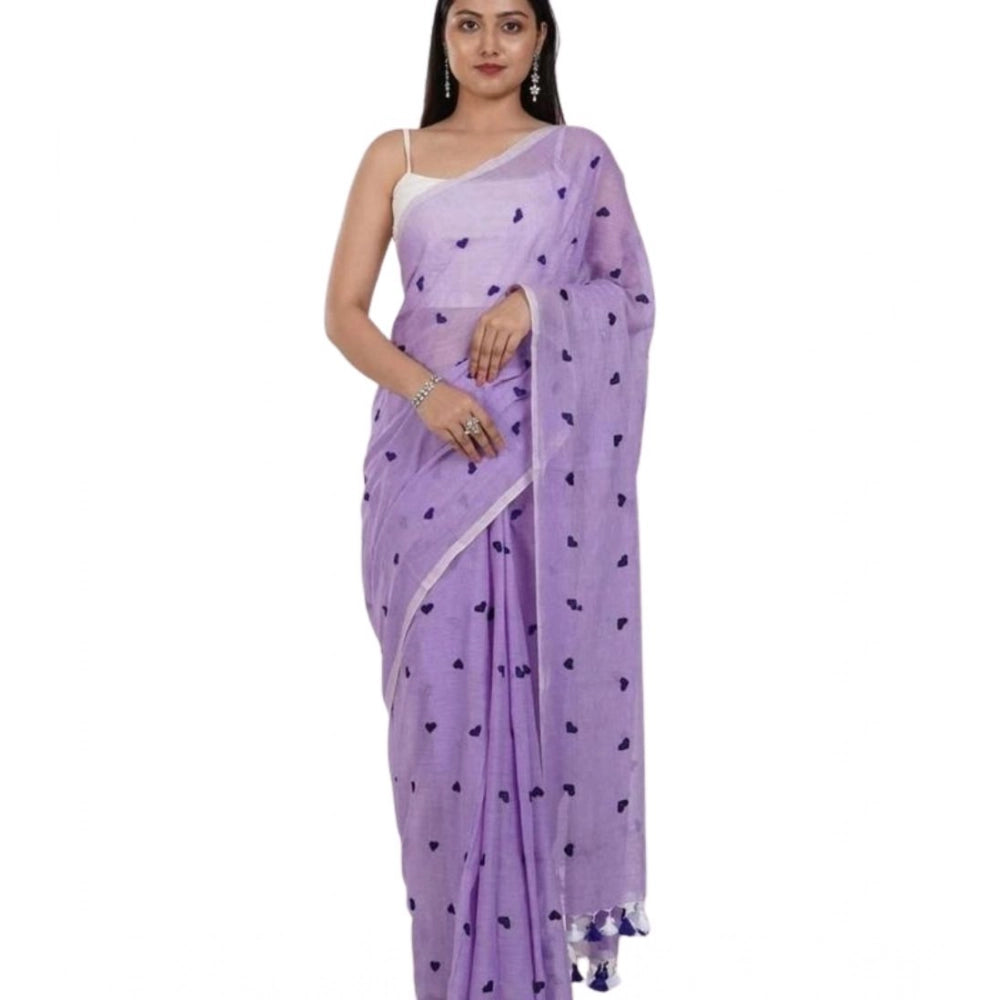Women's Linen Printed Saree — Purple · late