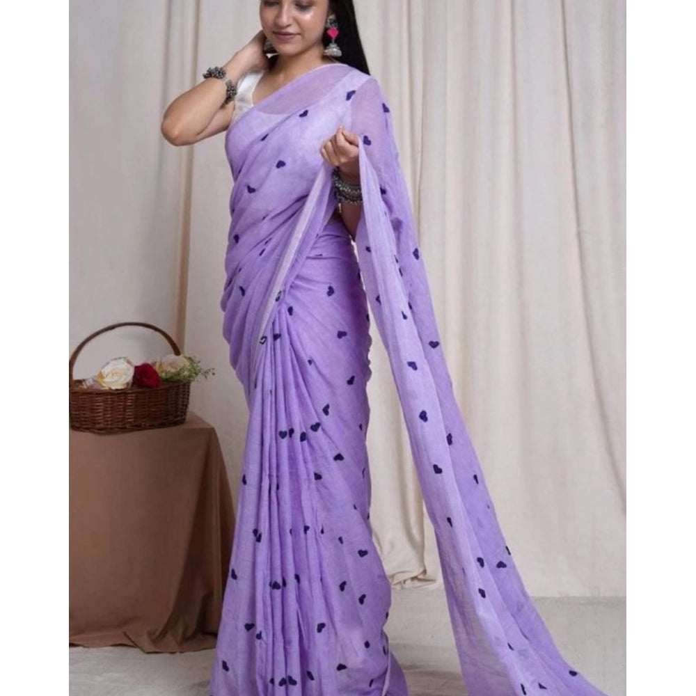 Women's Linen Printed Saree — Purple · ate1