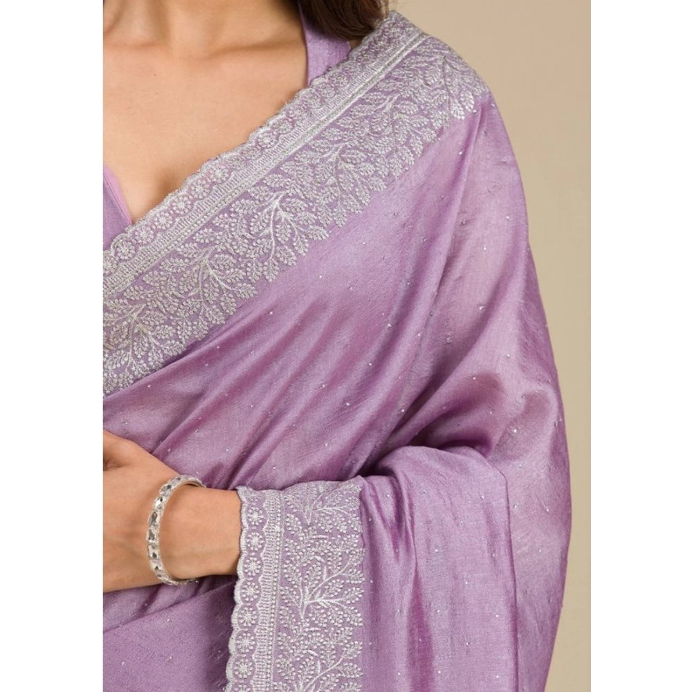 Women's Silk Embroidred Saree — Purple · Lvdr