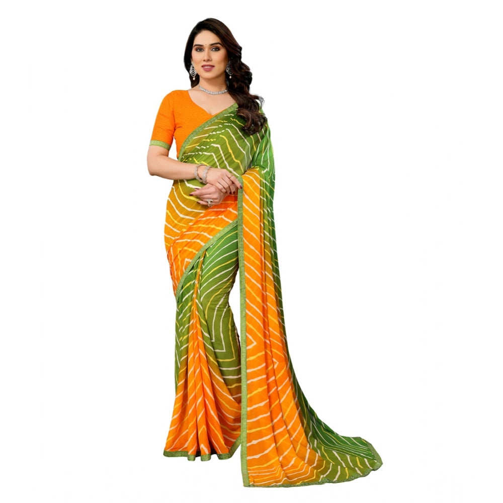 Women's Georgette Printed Saree — Green · 21_2
