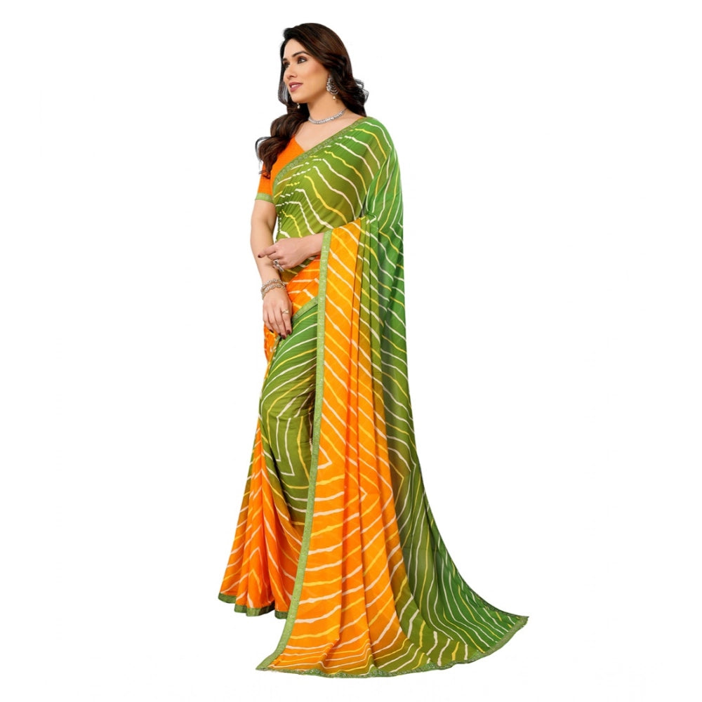 Women's Georgette Printed Saree — Green · 21_2