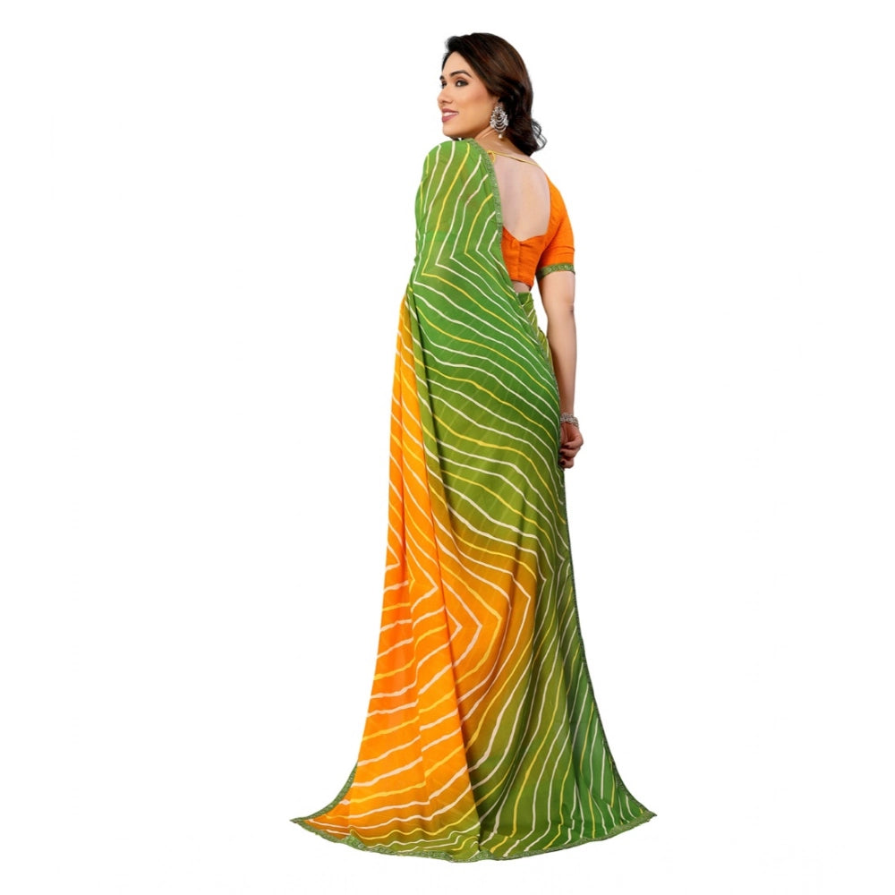 Women's Georgette Printed Saree — Green · 21_2