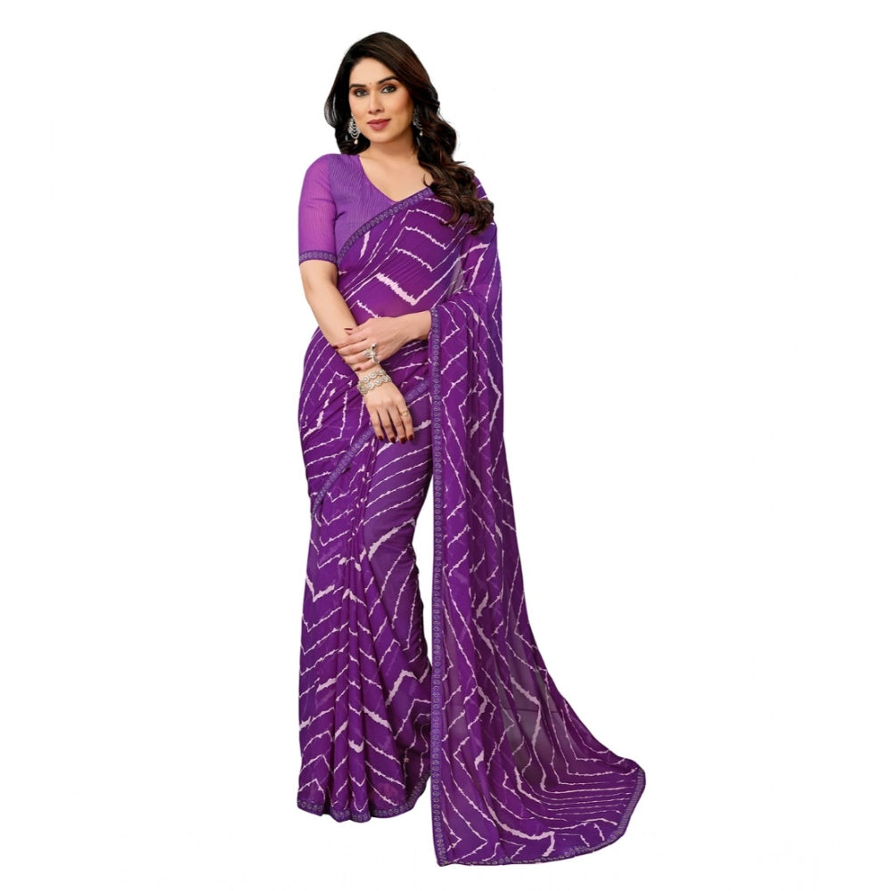 Women's Georgette Printed Saree — Purple · 50_3