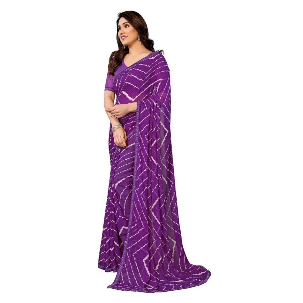 Women's Georgette Printed Saree — Purple · 50_3