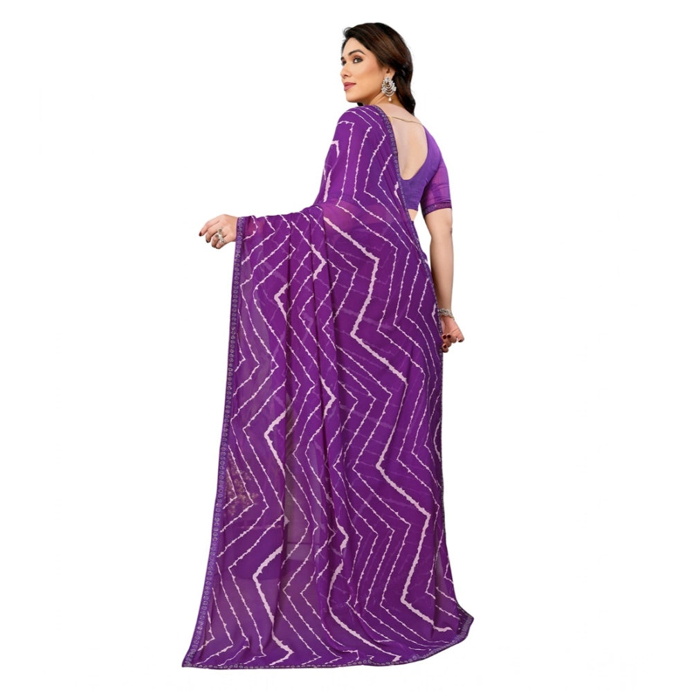Women's Georgette Printed Saree — Purple · 50_3