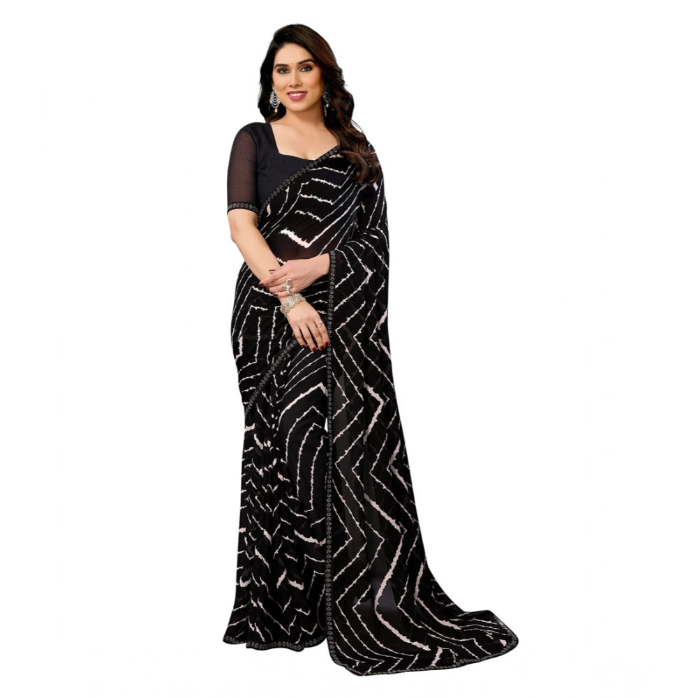 Women's Georgette Printed Saree — Black · 50_4