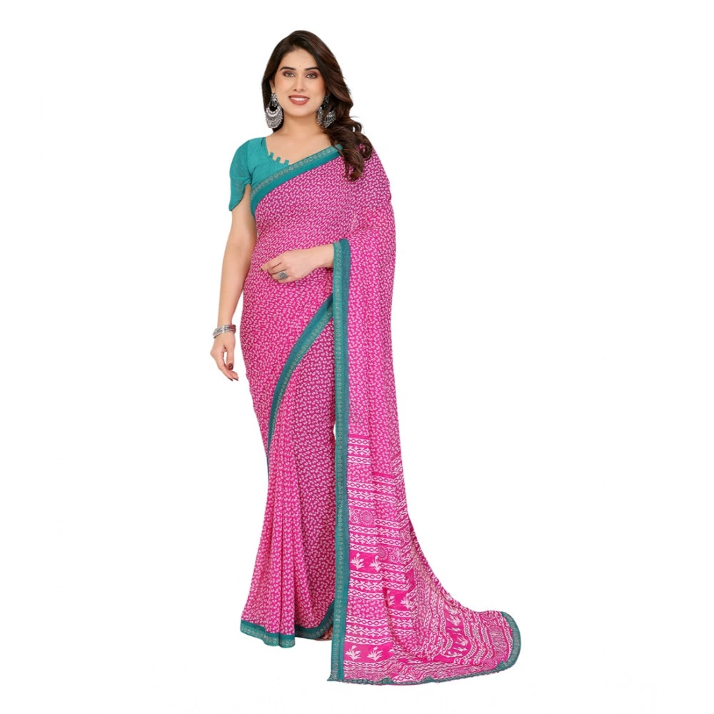 Women's Georgette Printed Saree — Pink · 03_4