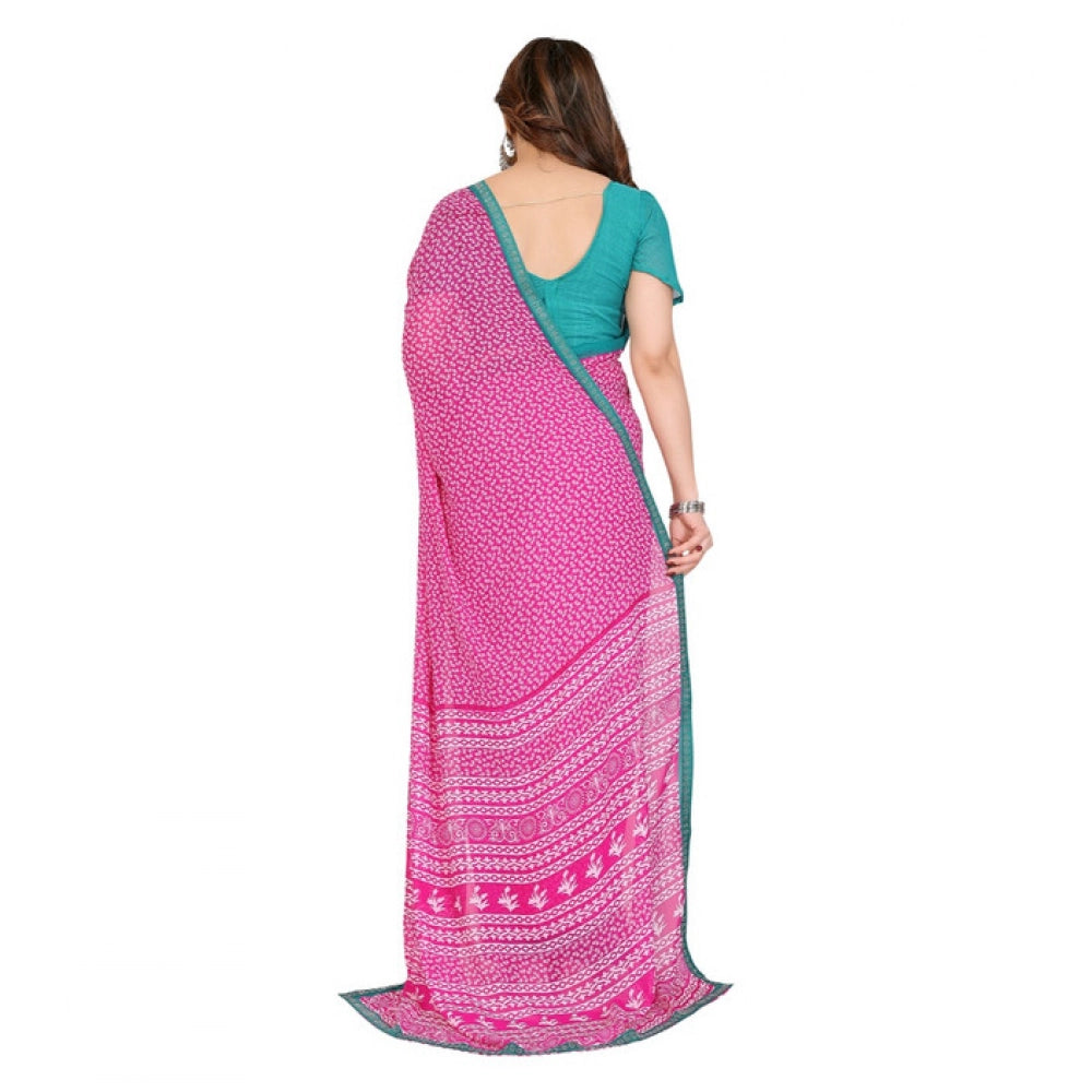 Women's Georgette Printed Saree — Pink · 03_4