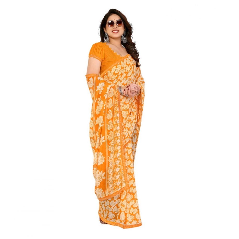 Women's Georgette Printed Saree — Yellow · 23_2