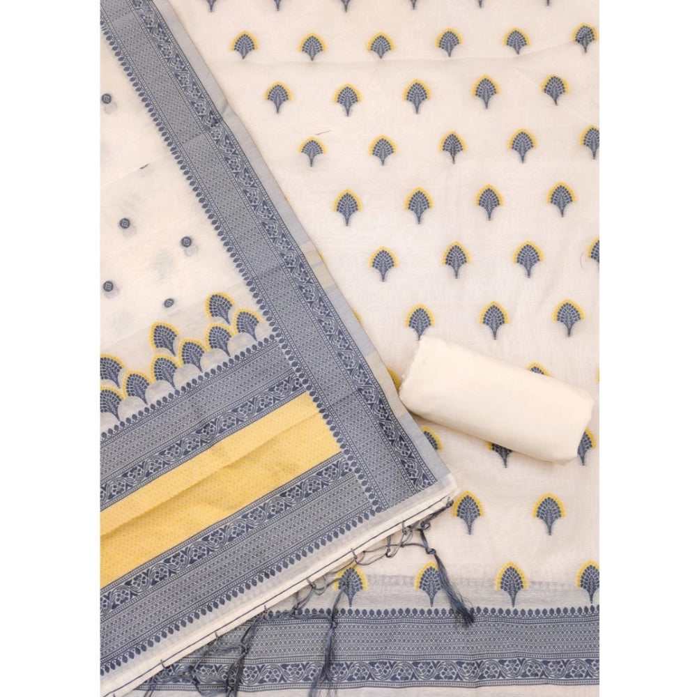 Women's Banarasi Silk Printed Unstitched Salwar Suit Material — Grey · _Gry