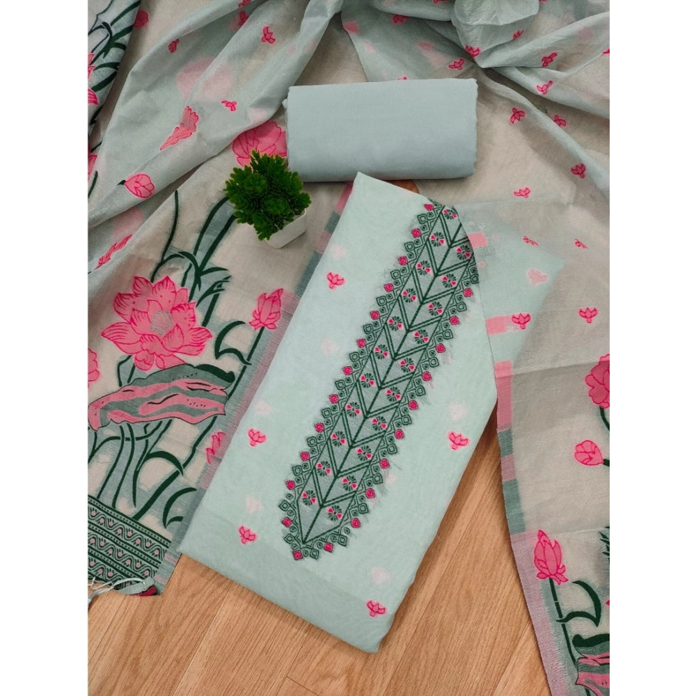 Women's Banarasi Silk Printed Unstitched Salwar Suit Material — Grey · _Gry