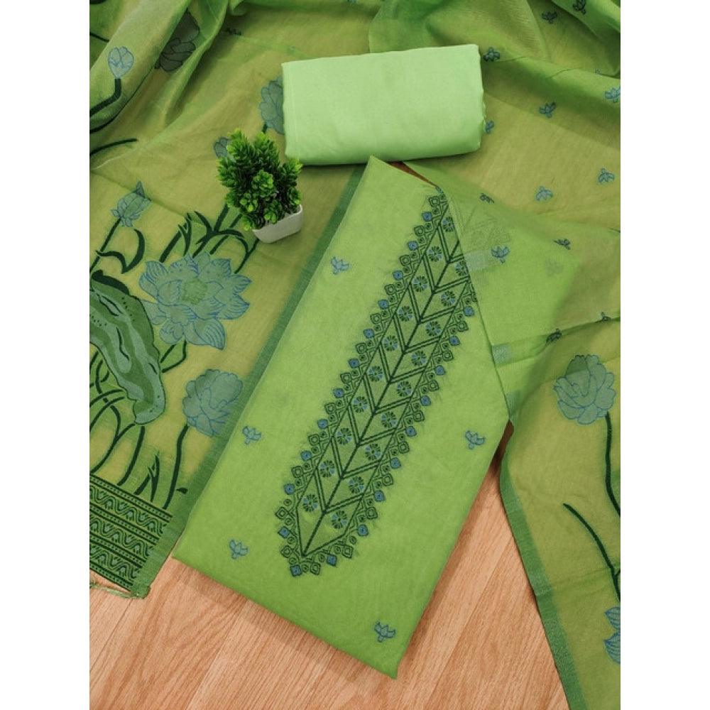 Women's Banarasi Silk Printed Unstitched Salwar Suit Material — Pista · Psta